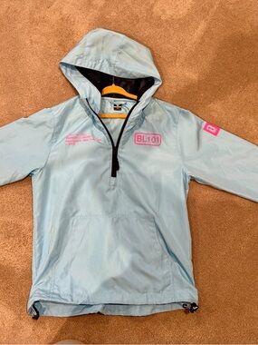 Light Blue Hooded Anorak with Pink Accents (BL101)